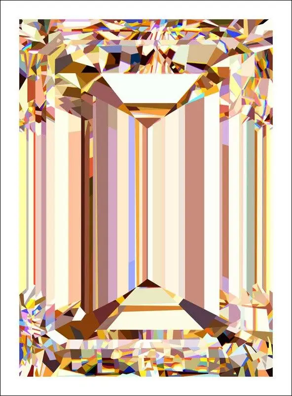 Emerald-cut Faceted Gem Illustration — Iridescent Poster