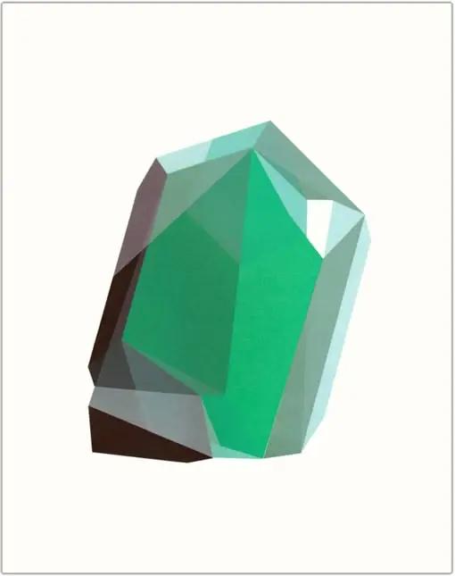Low‑poly Emerald Gemstone Illustration on White Background