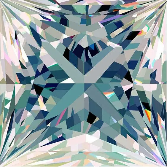 Square princess-cut faceted gemstone illustration