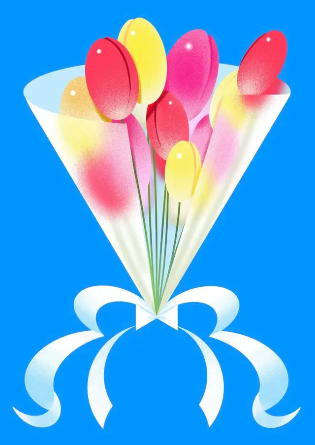 Bright Blue Bouquet — Stylized Floral Illustration