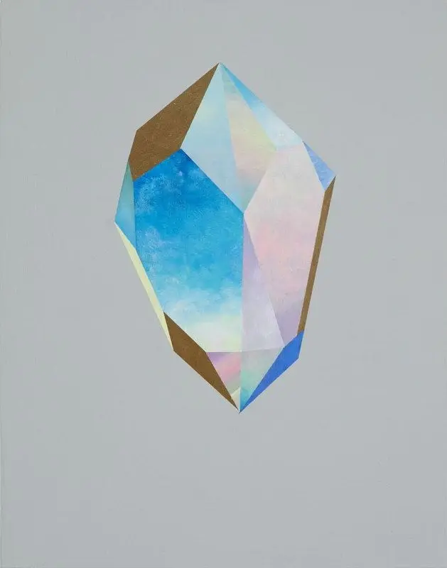 Pastel Faceted Crystal Painting with Gold-Leaf Edges
