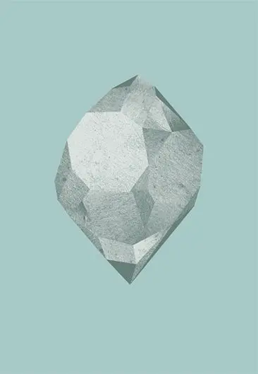 Faceted Gem Illustration on Seafoam Background