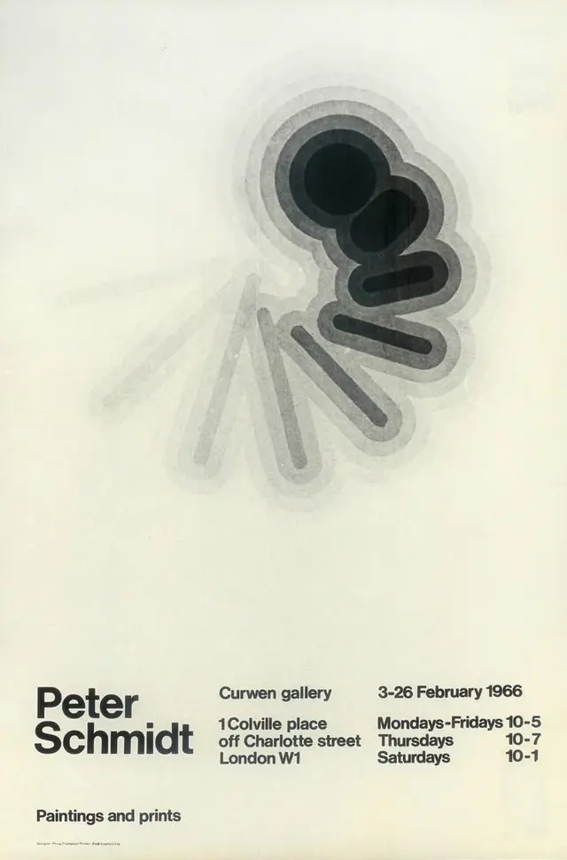 Peter Schmidt — Curwen Gallery exhibition poster, February 1966