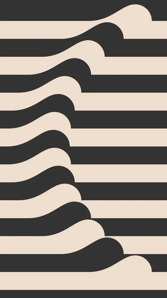 Charcoal and Beige Wavy Cutout Stripe Pattern