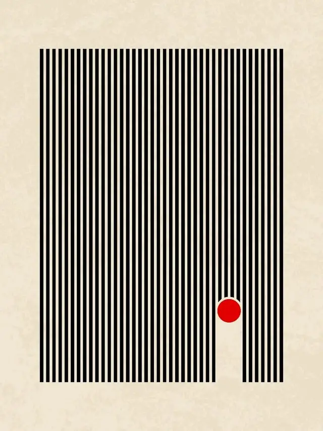 Barcode Stripes Poster with Red Circle Doorway
