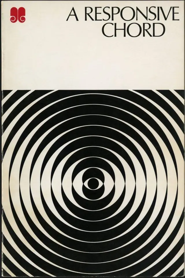 A Responsive Chord — book cover (op art concentric rings)