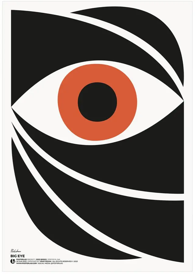 Big Eye — Minimal Geometric Poster with Orange Iris
