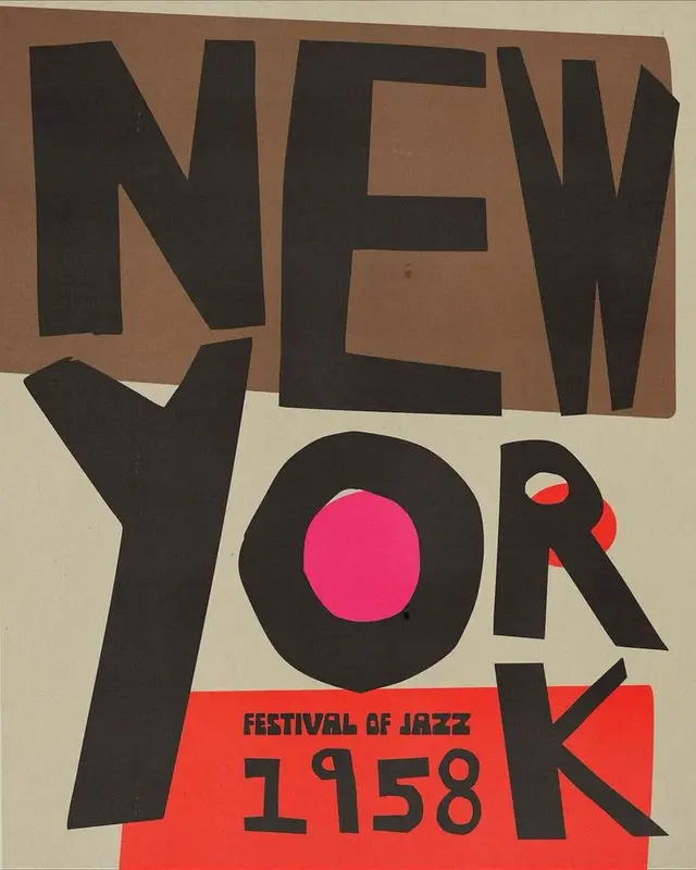 1958 New York Festival of Jazz — Mid‑Century Poster