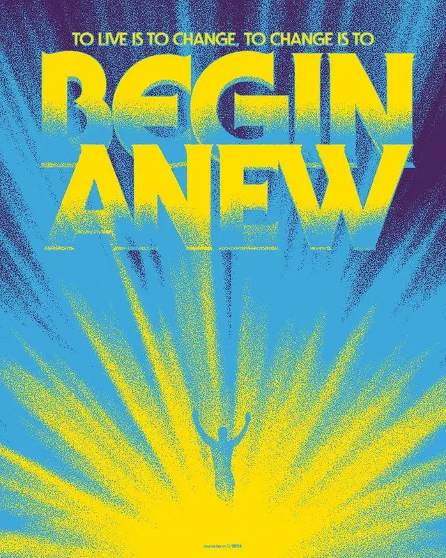 Begin Anew — Halftone Inspirational Poster