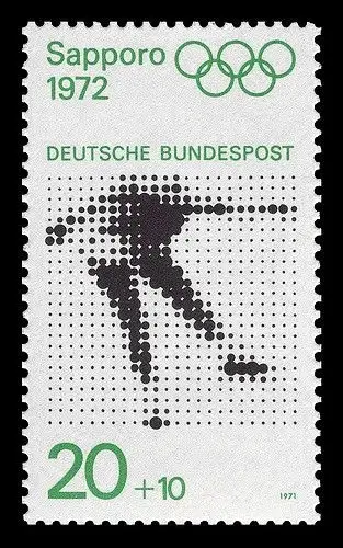 Deutsche Bundespost Sapporo 1972 Olympic stamp — halftone athlete, 20+10