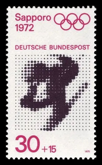 Deutsche Bundespost Sapporo 1972 Olympic Skiing Stamp (30+15)