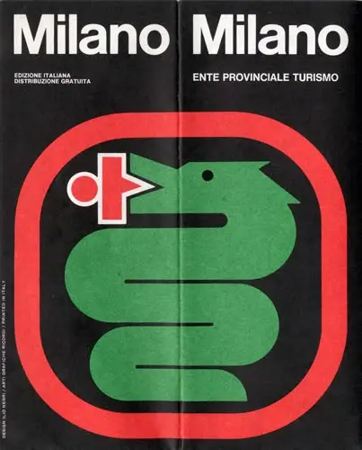 Milano tourist brochure cover with green serpent emblem (Ente Provinciale Turismo)