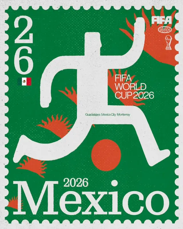 FIFA World Cup 2026 — Mexico postage‑stamp poster