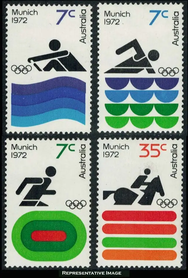 Australia Munich 1972 Olympic Pictogram Stamps — Sheet of 4