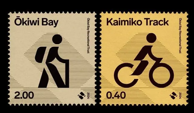Ōkiwi Bay & Kaimiko Track pictogram stamp pair
