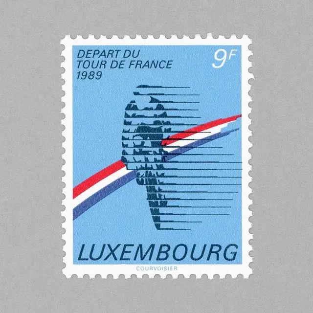 1989 Luxembourg commemorative stamp — Tour de France departure (9F)