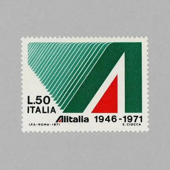 Alitalia L.50 commemorative stamp — 1946–1971 (I.P.S. Roma, E. Ciocca)