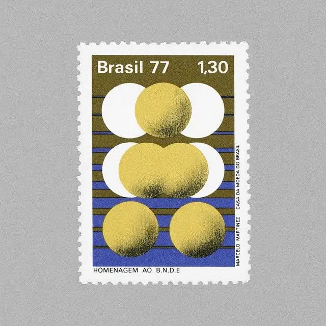 Brasil 77 — commemorative postage stamp (Homenagem ao B.N.D.E.) by Marcelo Martinez