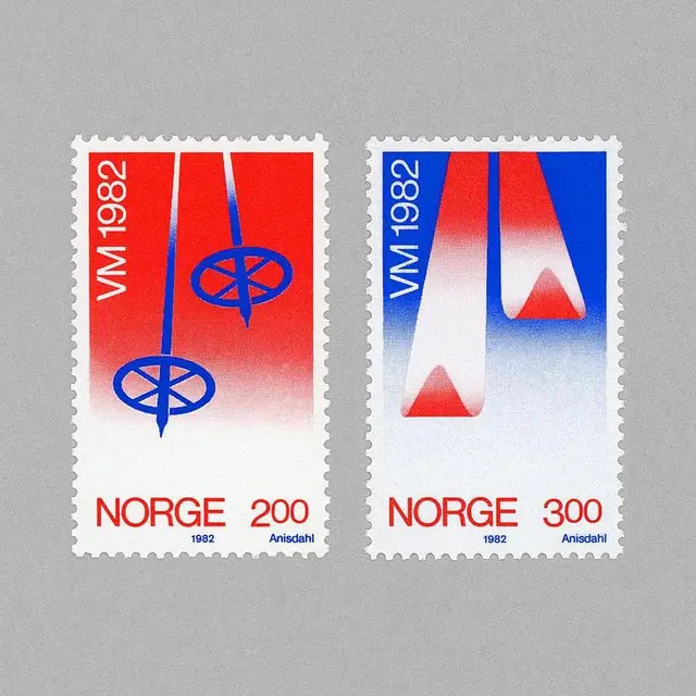 NORGE VM 1982 postage stamps — 200 & 300 (skis and poles)