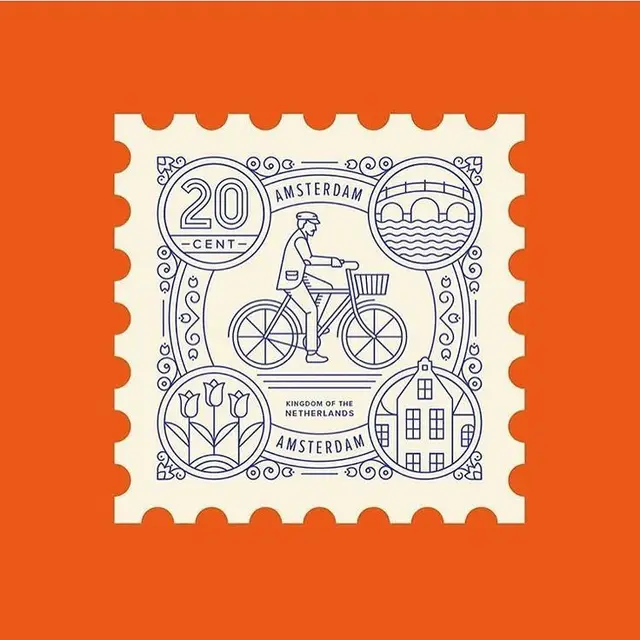 Amsterdam 20 Cent Postage-Style Illustration