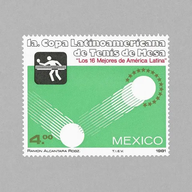 1981 Mexico postage stamp — I.a. Copa Latinoamericana de Tenis de Mesa (table tennis)