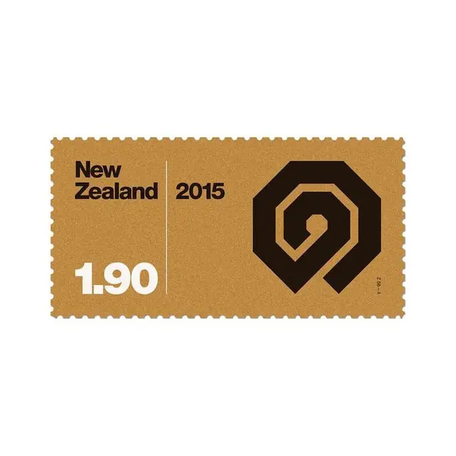 New Zealand 2015 postage-style graphic with spiral emblem and 1.90 denomination