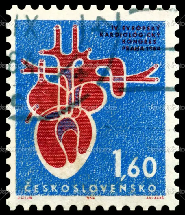 CESKOSLOVENSKO 1964 — Cardiology Congress postage stamp (1,60)