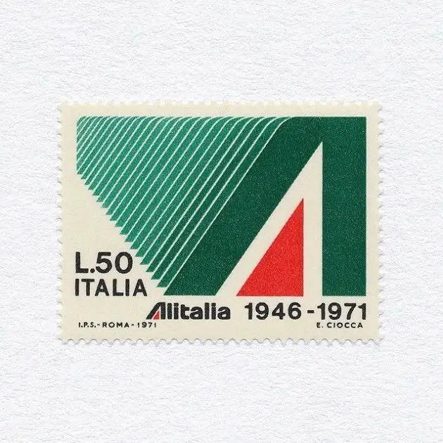 Alitalia commemorative postage stamp L.50 (1971)