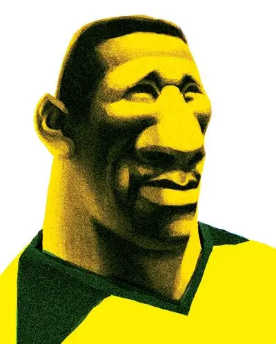 High-Contrast Yellow Halftone Portrait — Screenprint-Style Athletic Bust