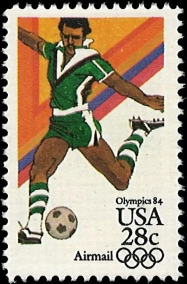 USA 28c Airmail Olympic Soccer Stamp — Olympics 84