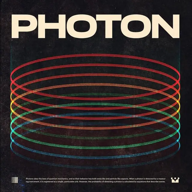 PHOTON — vintage science poster with rainbow concentric rings