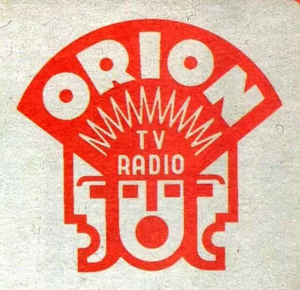 Vintage ORION TV Radio emblem — red sunburst logo