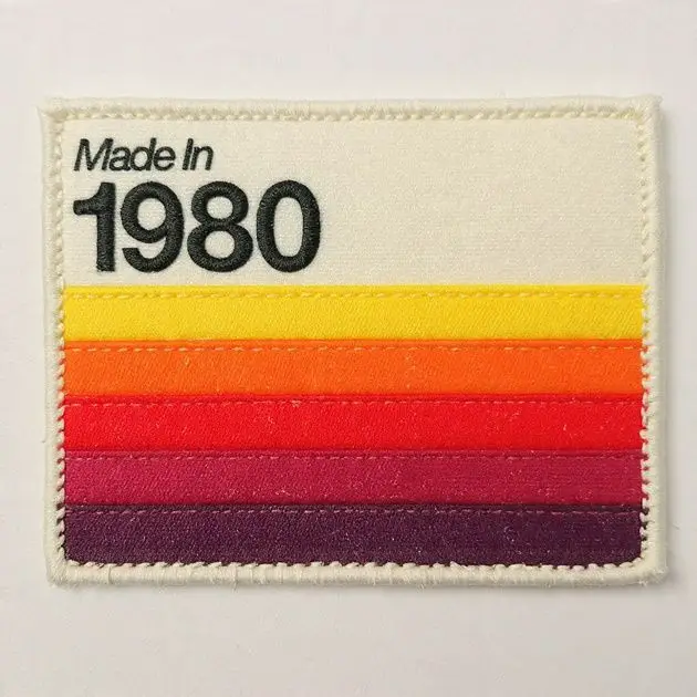 Embroidered 'Made In 1980' Retro Stripes Patch