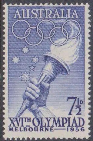 Australia 1956 Melbourne Olympics commemorative postage stamp (7½d)