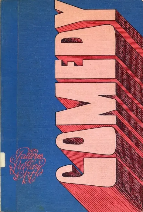 Vintage book cover: COMEDY — "Patterns in Literary Style" (bold 3D typography, halftone)