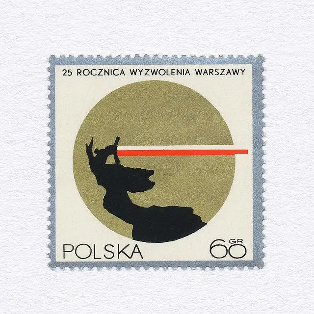 Poland commemorative postage stamp — 25. Rocznica Wyzwolenia Warszawy (POLSKA, 60 gr)