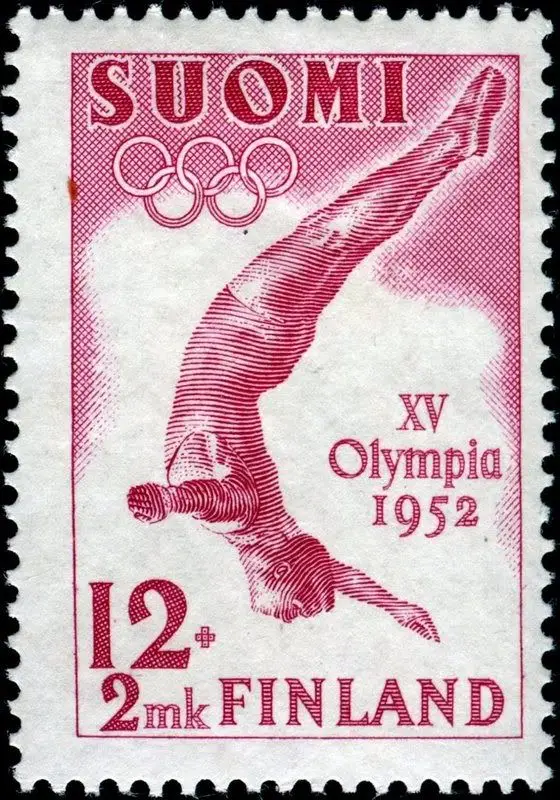 Finland 1952 XV Olympia Diver — Commemorative 12+2 mk Stamp