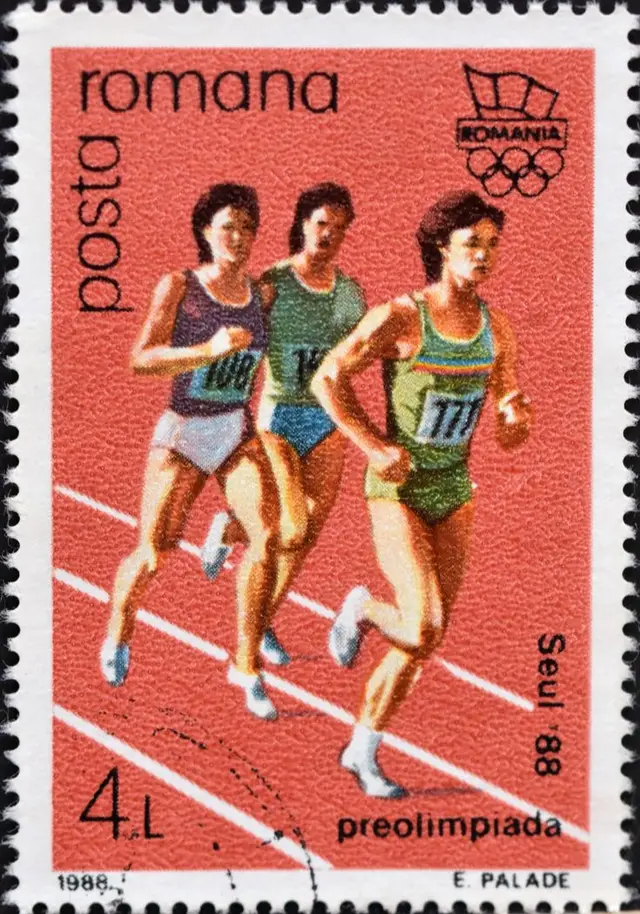 Romania 1988 Preolimpiada Postage Stamp — Women's Track (4 L)