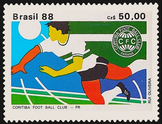 Brasil 88 — Coritiba Foot Ball Club commemorative stamp (Cz$ 50,00)