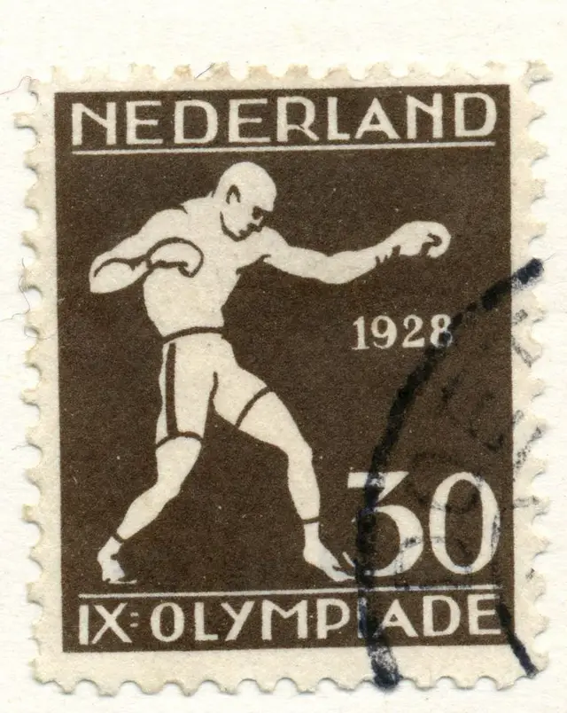 1928 Netherlands Olympic postage stamp — boxer (30c)