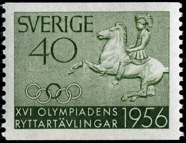 1956 Sweden Olympic Equestrian Commemorative Stamp — 40 öre