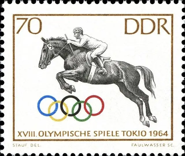 DDR 1964 Olympic Stamp — Equestrian Show Jumping