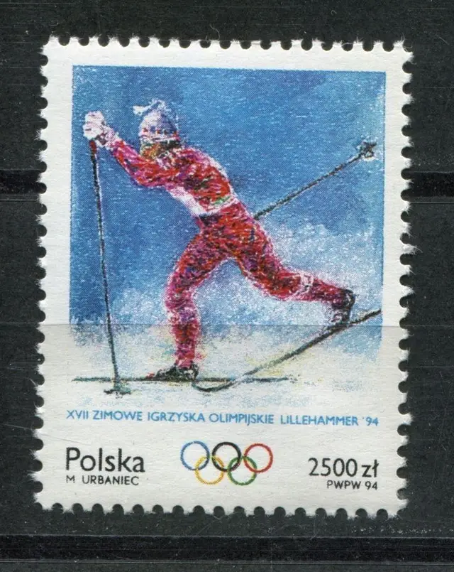 Polish 1994 Lillehammer Olympic Stamp — Cross‑Country Skier (2500 zł)