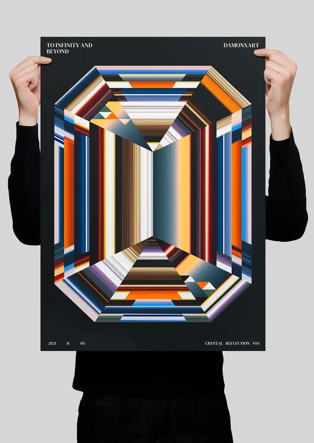Crystal Reflection V04 — DAMONXART geometric striped poster