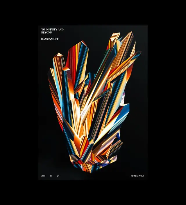 To Infinity and Beyond — DAMONXART multicolored faceted crystal poster (Spark No.7)