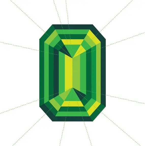 Green emerald-cut gemstone geometric illustration
