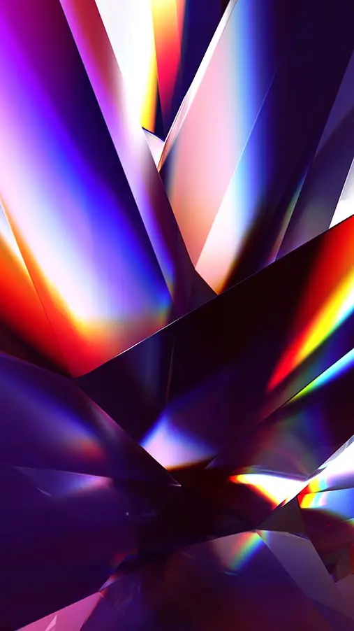 Iridescent Prism Crystal Wallpaper — Neon Faceted Abstract