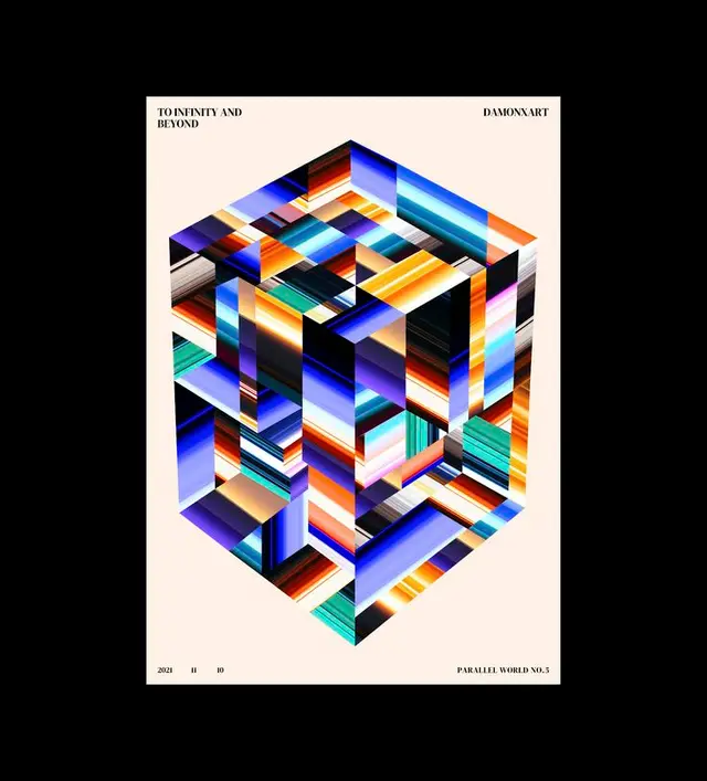Parallel World No.5 — Isometric Gradient Cube Poster