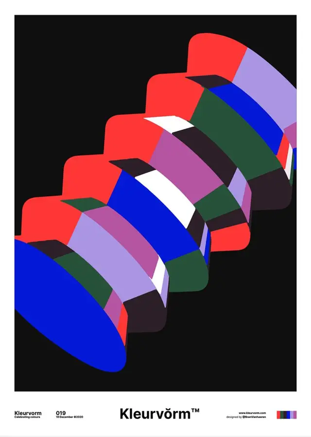 Kleurvorm™ 019 — Abstract color-helix poster