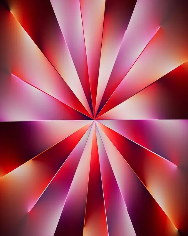 Radial Folded-Paper Abstract — Pink & Red Gradient Fan